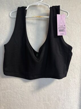 wild fable Black Ribbed V-Neck Crop Bralette